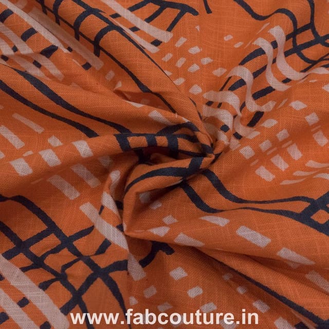 Cotton Slub Printed Fabric