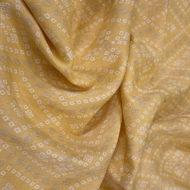 Lemon Bandhej Rayon Printed Fabric