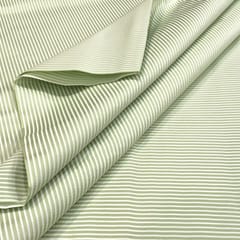 White Strips on Green Glace Cotton Print (2 meter cut piece)