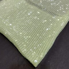 Mint Green Georgette Sequins Embroidery Fabric