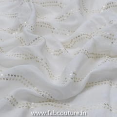 White Muslin Embroidered Fabric