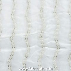 White Muslin Embroidered Fabric