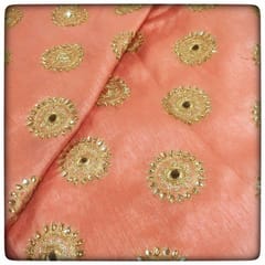 Peach Poly Dupion Embroidery(1.30mtr Piece)