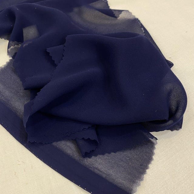 Navy Blue Poly Georgette fabric