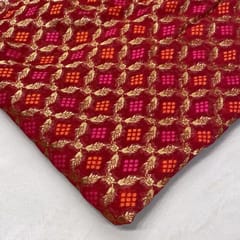 Red Georgette Jacquard Jaal fabric