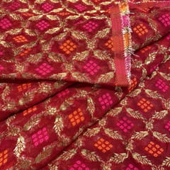 Red Georgette Jacquard Jaal fabric