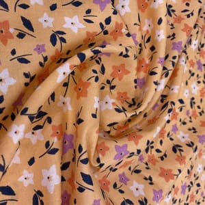 Peach Rayon Floral Printed Fabric