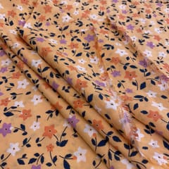 Peach Rayon Floral Printed Fabric