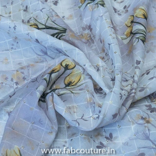 Floral Cotton Embroidered Fabric Print