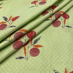 Green Cotton Cambric Printed Fabric