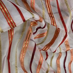 Multi Colour Organza Embroidered Fabric