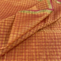 Yellow Colour Chanderi Self Checks fabric