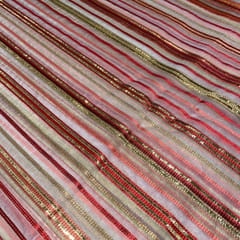 Multi-color Stripes Organza Embroidery (1Meter Piece)