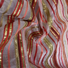 Multi-color Stripes Organza Embroidery (1Meter Piece)