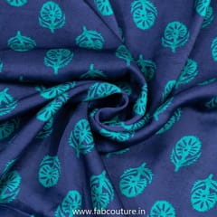 Blue Modal Satin Digital Printed Fabric