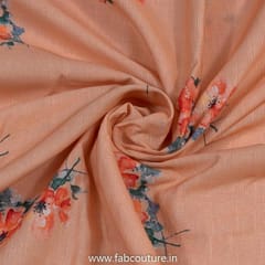 Peach Linen Cotton Digital Printed Fabric