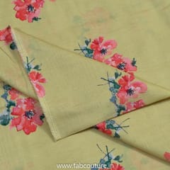 Mustard Linen Cotton Digital Printed Fabric