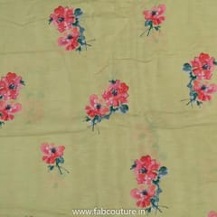 Mustard Linen Cotton Digital Printed Fabric