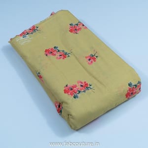 Mustard Linen Cotton Digital Printed Fabric