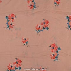 Peach Linen Cotton Digital Printed Fabric