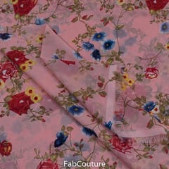 Peach Colour Georgette Printed Fabric