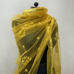 Yellow Colour Net Embroidery Dupatta