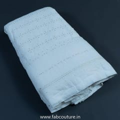 White Dyeble Cotton Lakhnavi Embroidered Fabric