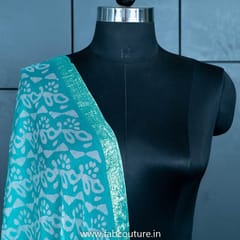 Green Color Chiffon Zari Border Batik Dupatta