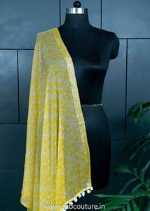 Yellow Color Chiffon Zari Border Batik Dupatta