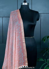 Peach Color Chiffon Zari Border Batik Dupatta