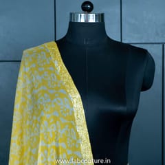 Yellow Color Chiffon Zari Border Batik Dupatta