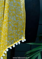 Yellow Color Chiffon Zari Border Batik Dupatta