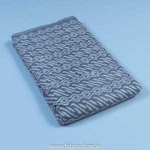 Grey Cotton Kantha Batik Printed Fabric