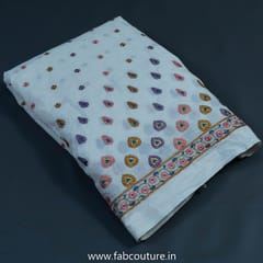 White Cotton Embroidered Fabric