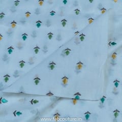 White Chanderi Silk Embroidered Fabric