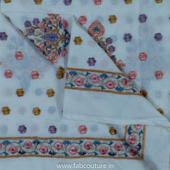 White Cotton Embroidered Fabric