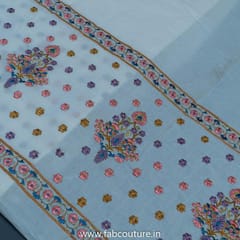 White Cotton Embroidered Fabric