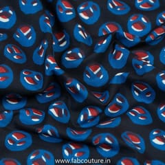 Blue Cotton Discharge Printed Fabric