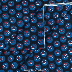 Blue Cotton Discharge Printed Fabric