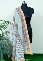 Off White Cotton Printed Dupatta