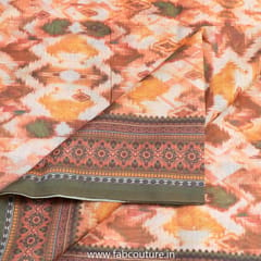 Green Color Chanderi Digital Printed Fabric