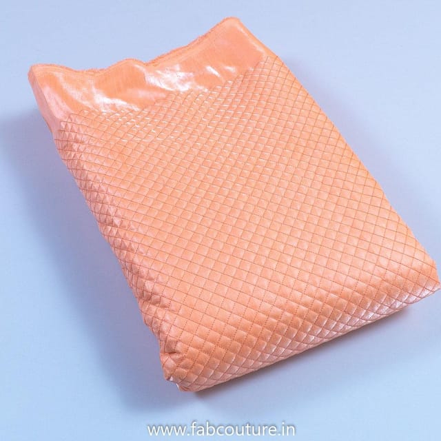 Peach Polyster Raw Silk Quilted Fabric