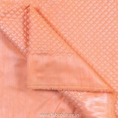 Peach Polyster Raw Silk Quilted Fabric