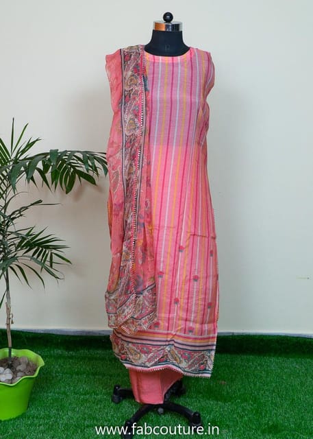 Muslin Printed Suit With Shantoon Bottom And Pure Chiffon Printed Dupatta