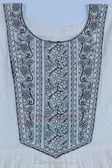 White Cotton Embroidered Suit With Cotton Plazzo And Muslin Dupatta