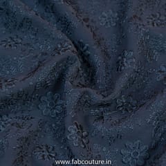 Black Color Georgette Lakhnavi Embroidered Fabric