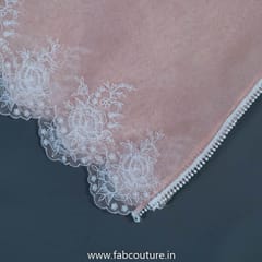 Peach color Organza Embroidery Dupatta