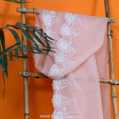 Peach color Organza Embroidery Dupatta