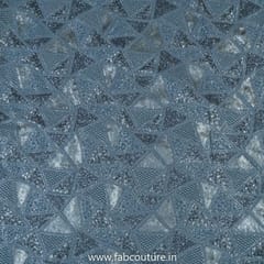 Grey Color Poly Georgette Embroidered Fabric