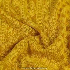 Mustard Color Georgette Lakhnavi Embroidery (1 Meter Cut Piece )